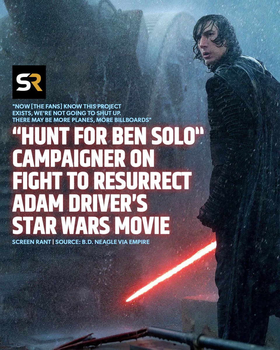 screenrant's tweet image. The campaigner behind The Hunt for Ben Solo's Times Square billboard opens up about the fight to resurrect Adam Driver's Star Wars project:

"That felt like such a betrayal...  wanted to make a big deal about it — to show how much the fans want this movie."

Read more:…