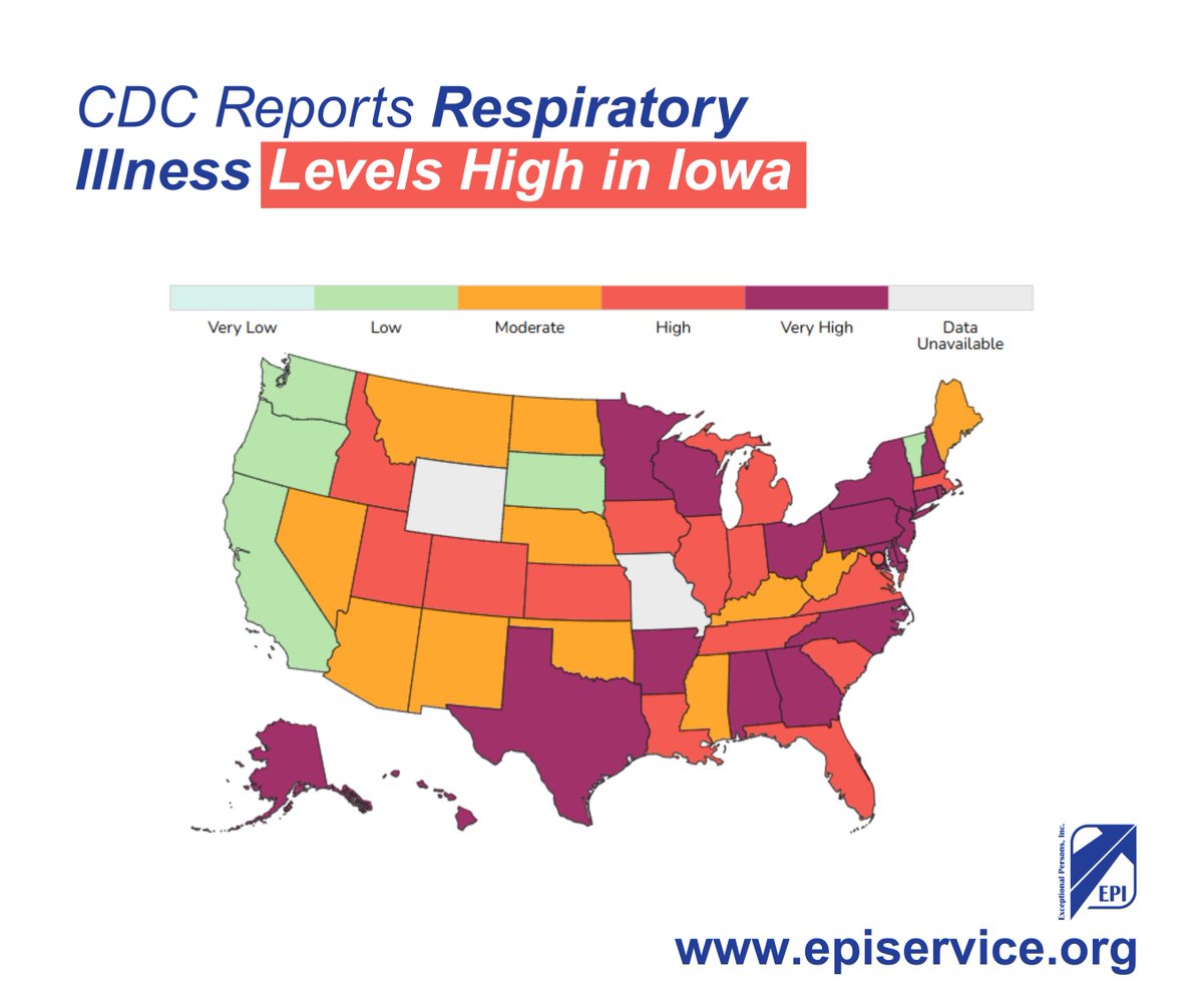 📢Respiratory Levels High in Iowa
✅ Stay home if you’re sick
✅ Wash hands often
✅ Stay up to date on vaccines according to your primary care provider
✅ Consider wearing a mask in crowded spaces

Learn More: episervice.org/blog/experienc…

#WeAreEPI #HealthAlert #StayHealthy