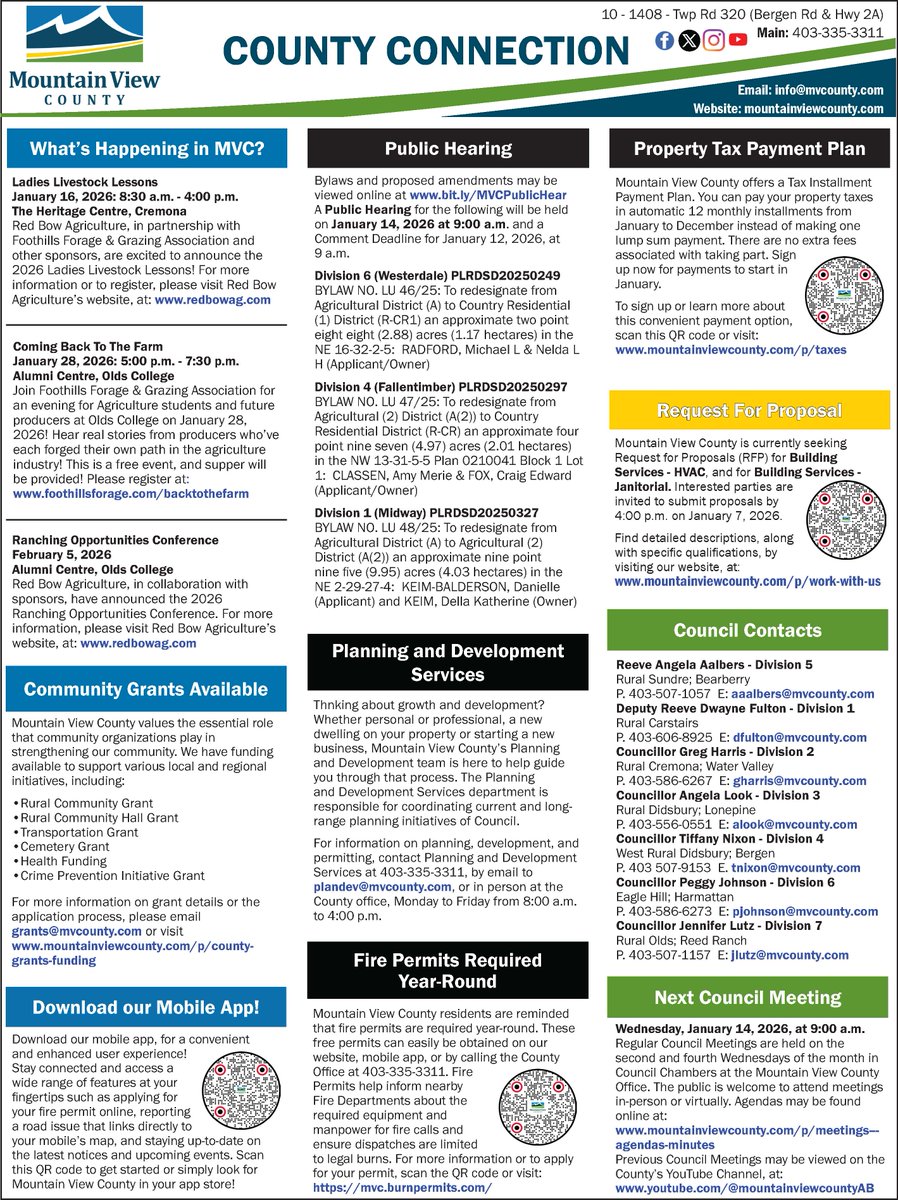 MVCounty's tweet photo. Here's this week's edition of the #mountainviewcounty County Connection. Copy can also be found on our website at: https://t.co/6mPvPUNHcE 📷
.
.
#CountyConnection #StayConnected #weeklyconnection https://t.co/RCoNgVVjjv