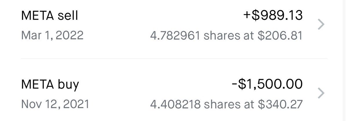 This is why you don’t sell your stocks to pay a bill. Today #META is at $648.44 per share.