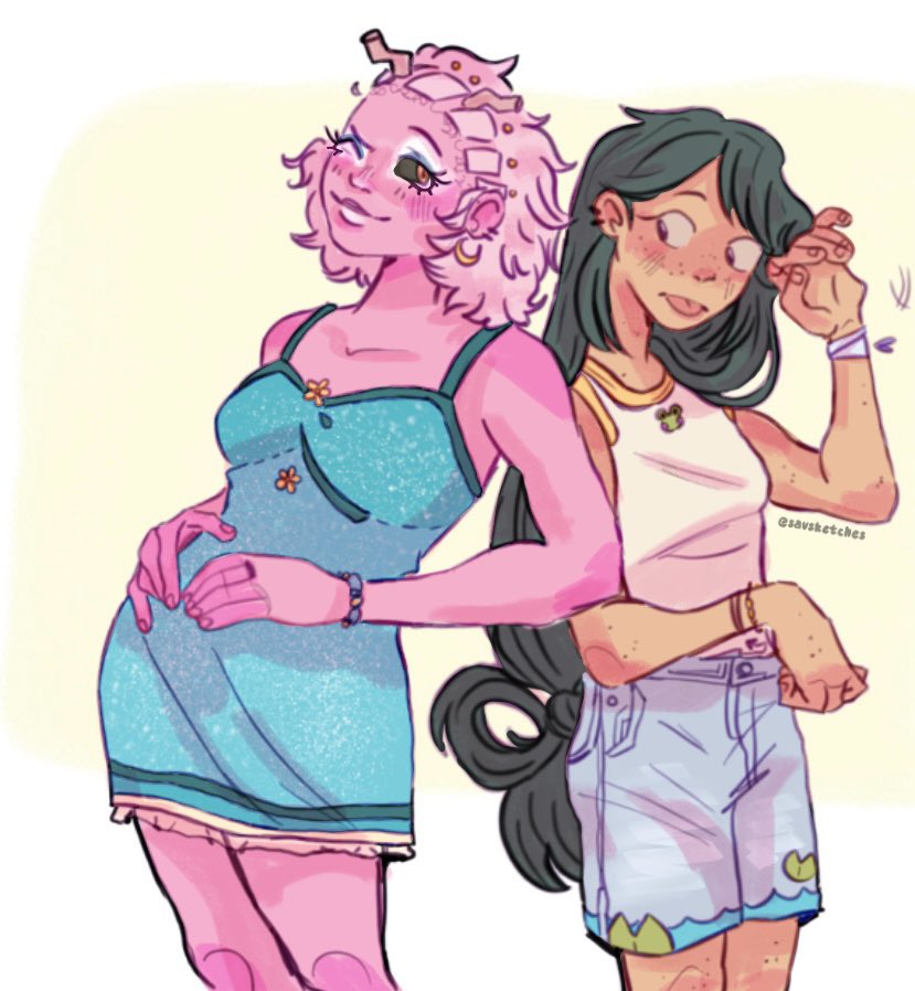savsketches's tweet photo. mina rare pair!!🧬🐸
(what do u guys want to see from me? i’ve been curious!)

#minaashido #TsuyuAsui #mha #MyHeroAcademia https://t.co/buWLCtPKzu