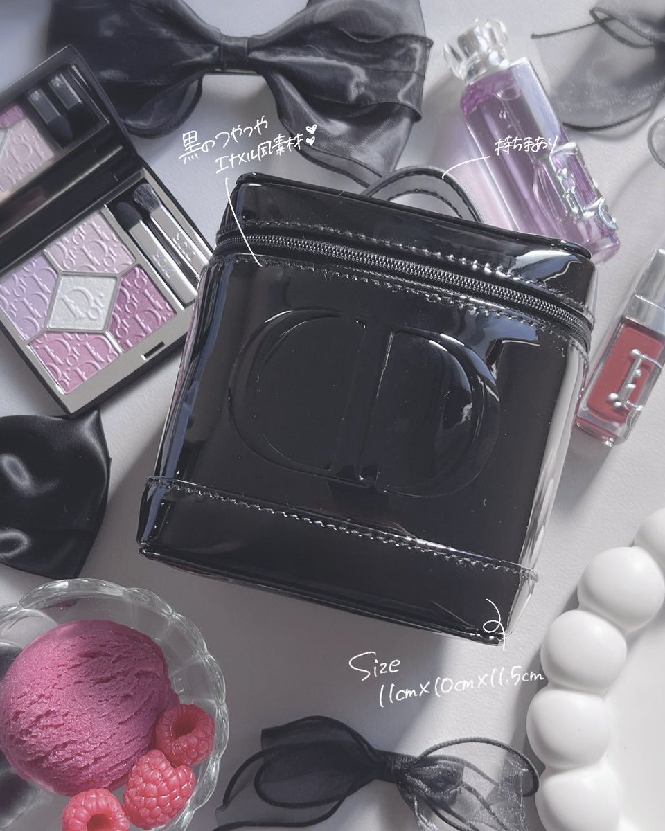 Diorノベルティ届きました🎉 黒エナメル＆深さもあって想像以上に入る