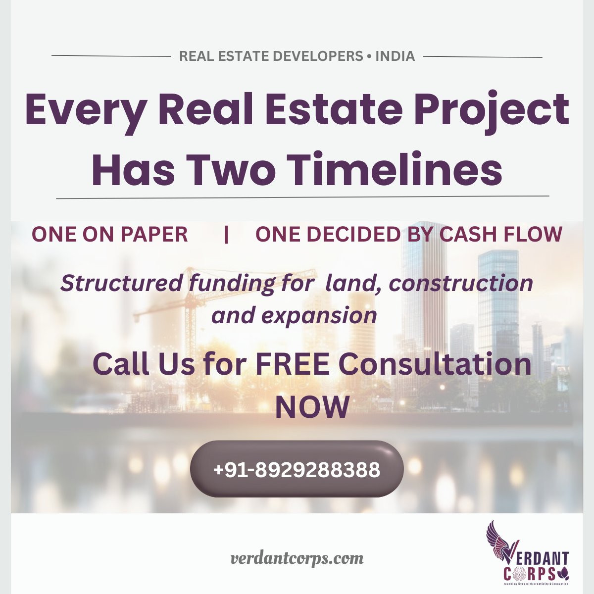 verdantcorps's tweet photo. Every real estate project has 2 timelines
• The one on paper
• The one decided by cash flow
The second one decides success.
Verdant Corps helps developers structure funding that keeps projects moving
🔗 https://t.co/LmKAF7dXzs
#RealEstateIndia #ProjectFinance #VerdantCorps https://t.co/ALtkzwtVFH