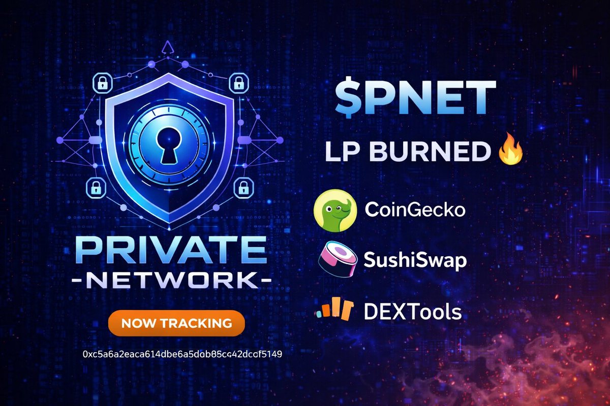 Private_PNET's tweet photo. Private Network $PNET  
Built on Base  
100% LP Burned 🔥  
Contract Verified  ✅

CoinGecko application submitted 🦎  

Trade on SushiSwap 🍣 
Chart on DEXTools 🌏

#PNET #Base #SushiSwap #DEXTools https://t.co/vLHj5jONrg