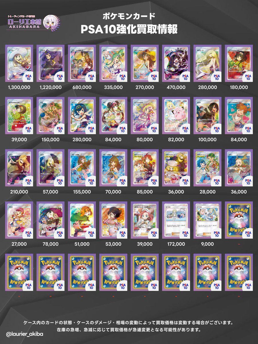 1/6(火)ポケカ強化買取表②📣 🟣ローリエ本舗 AKIHABARA店