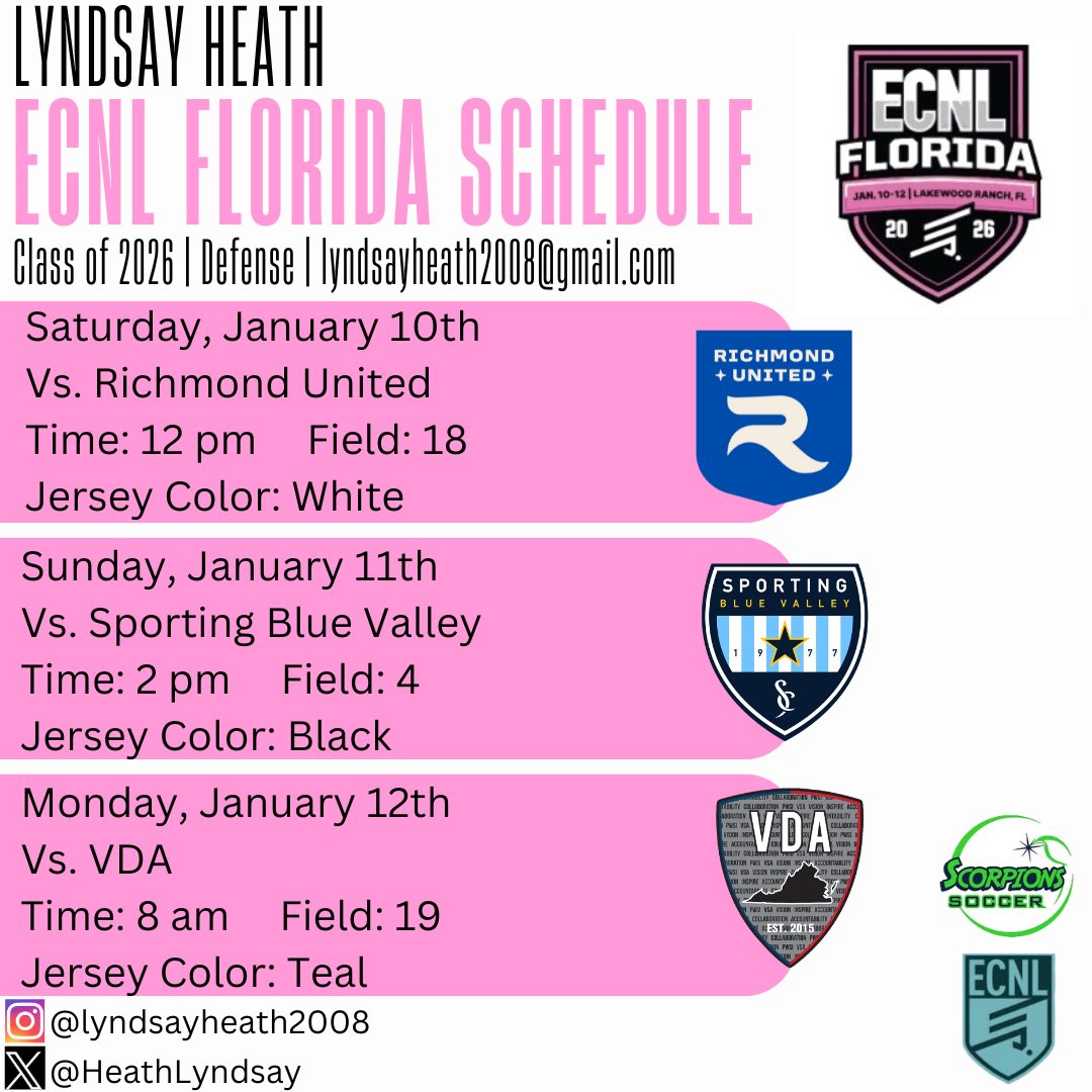 ECNL Florida Showcase Schedule! <a href="/ScorpionsSoccer/">Scorpions Soccer Club</a>