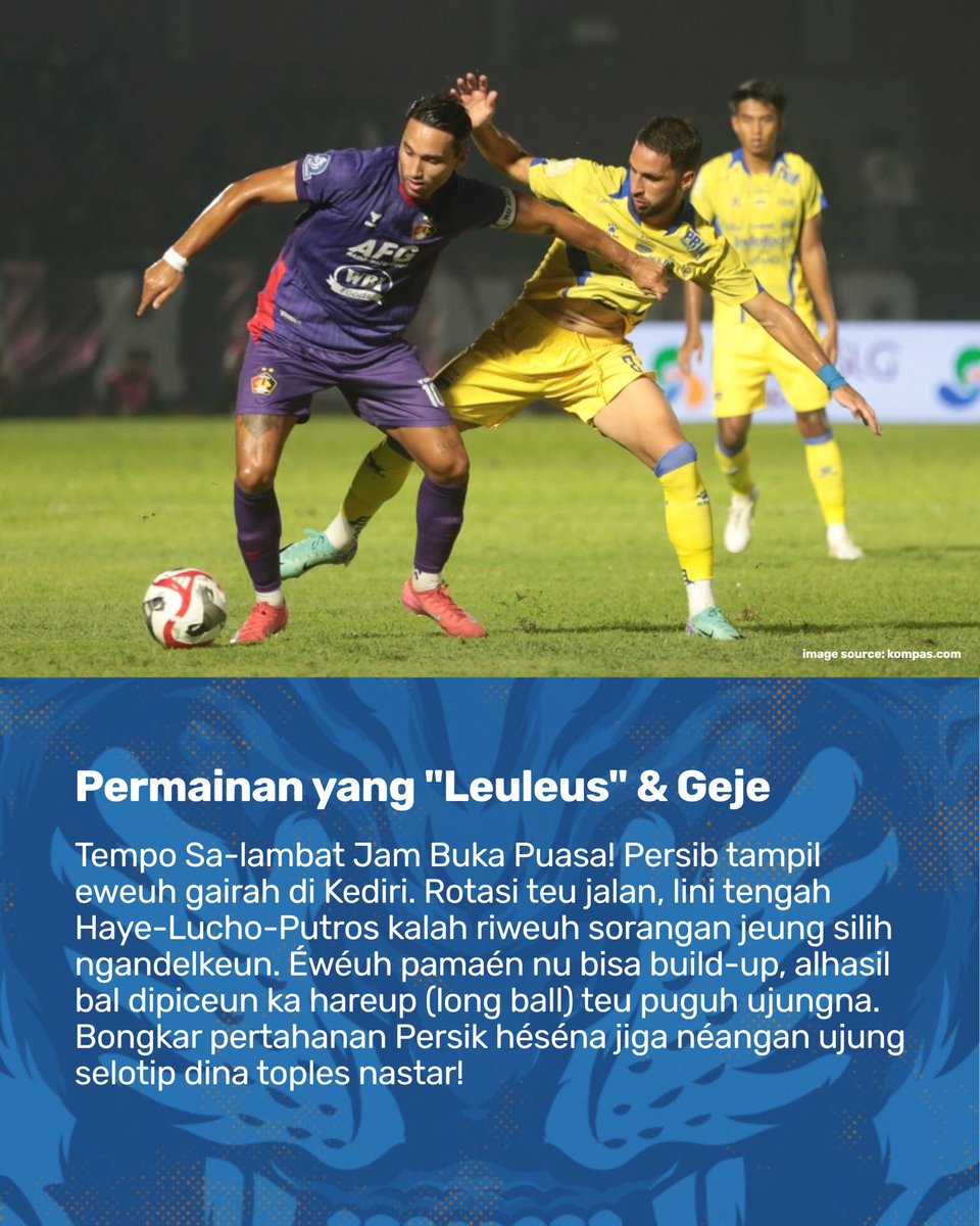 stdnsiliwangi's tweet photo. Gagal mawa 3 poin ti Kediri gara-gara maén butut jeung "cilepeung"! Skor 1-1 karasa jiga éléh sabab posisi puncak kapaksa dilepas deui.
➡️ Baca LPM Lengkapna di https://t.co/p89ZHYzcgU
#stdsiliwangi #laporanpandanganmata #persib https://t.co/UkrhY2Ozg5