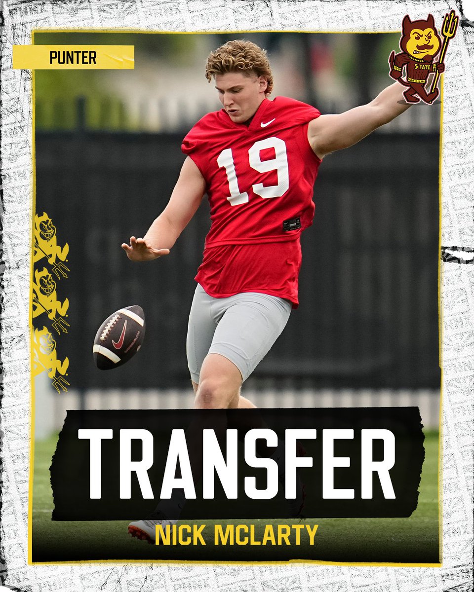 PHNX_SunDevils's tweet photo. BREAKING: Ohio State punter Nick McLarty is transferring to Arizona State, per Matt Zenitz. https://t.co/0WtG6xWj3d