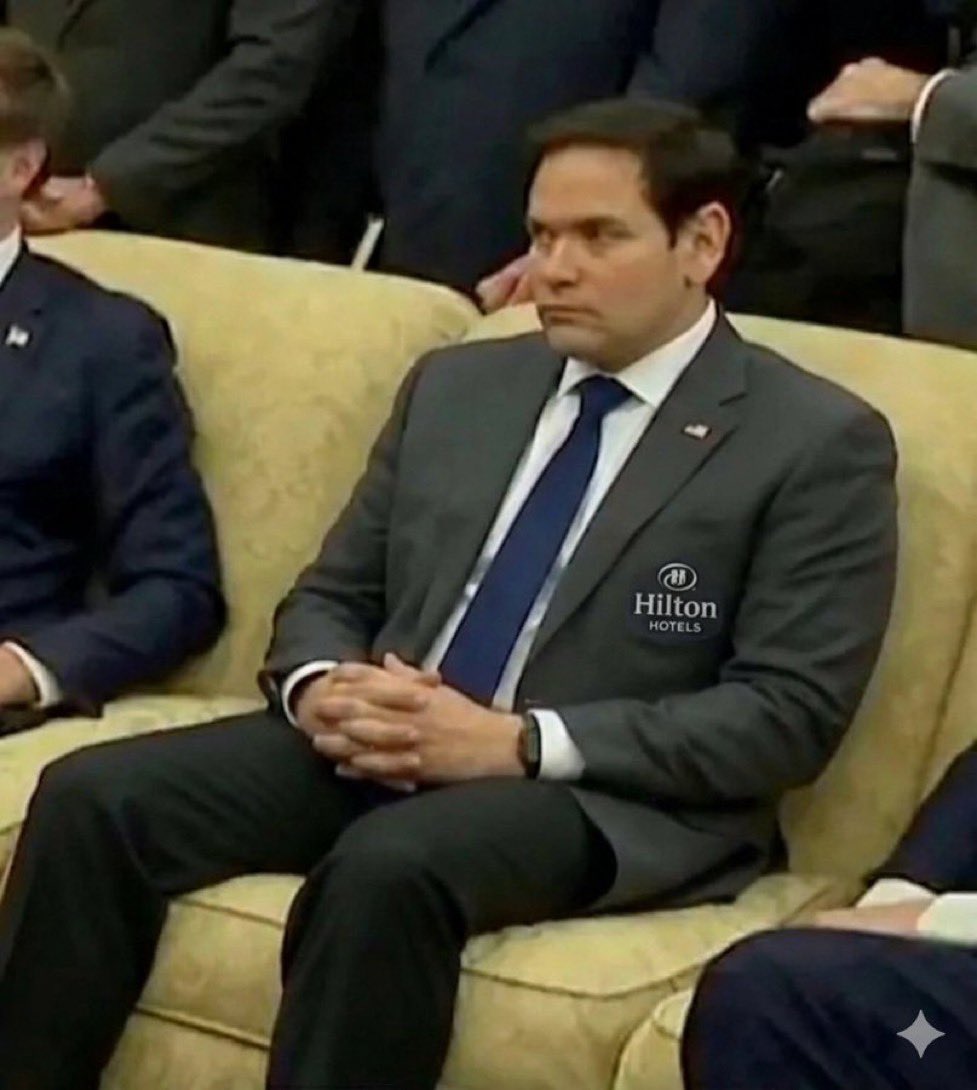 amuse's tweet image. BEING MARCO: Rubio finding out he’s got to run Iran, Venezuela, Minnesota, and Hilton…