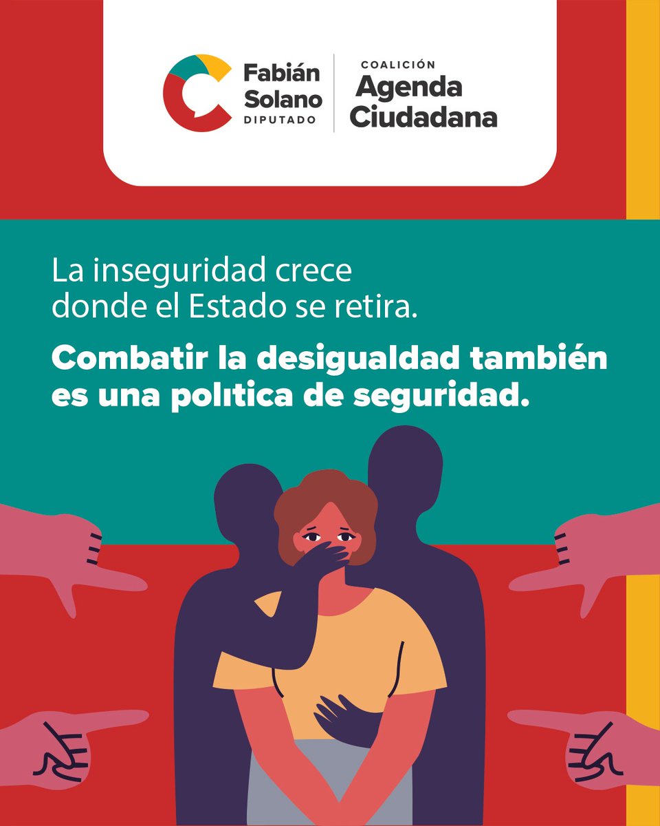 La inseguridad no se combate solo con más policías. Se combate cuando el Estado está presente en los territorios, cuando hay oportunidades reales, educación, empleo y acceso a servicios básicos.

Reducir la desigualdad también es una política de seguridad. 

#FabiánSolanoDiputado
