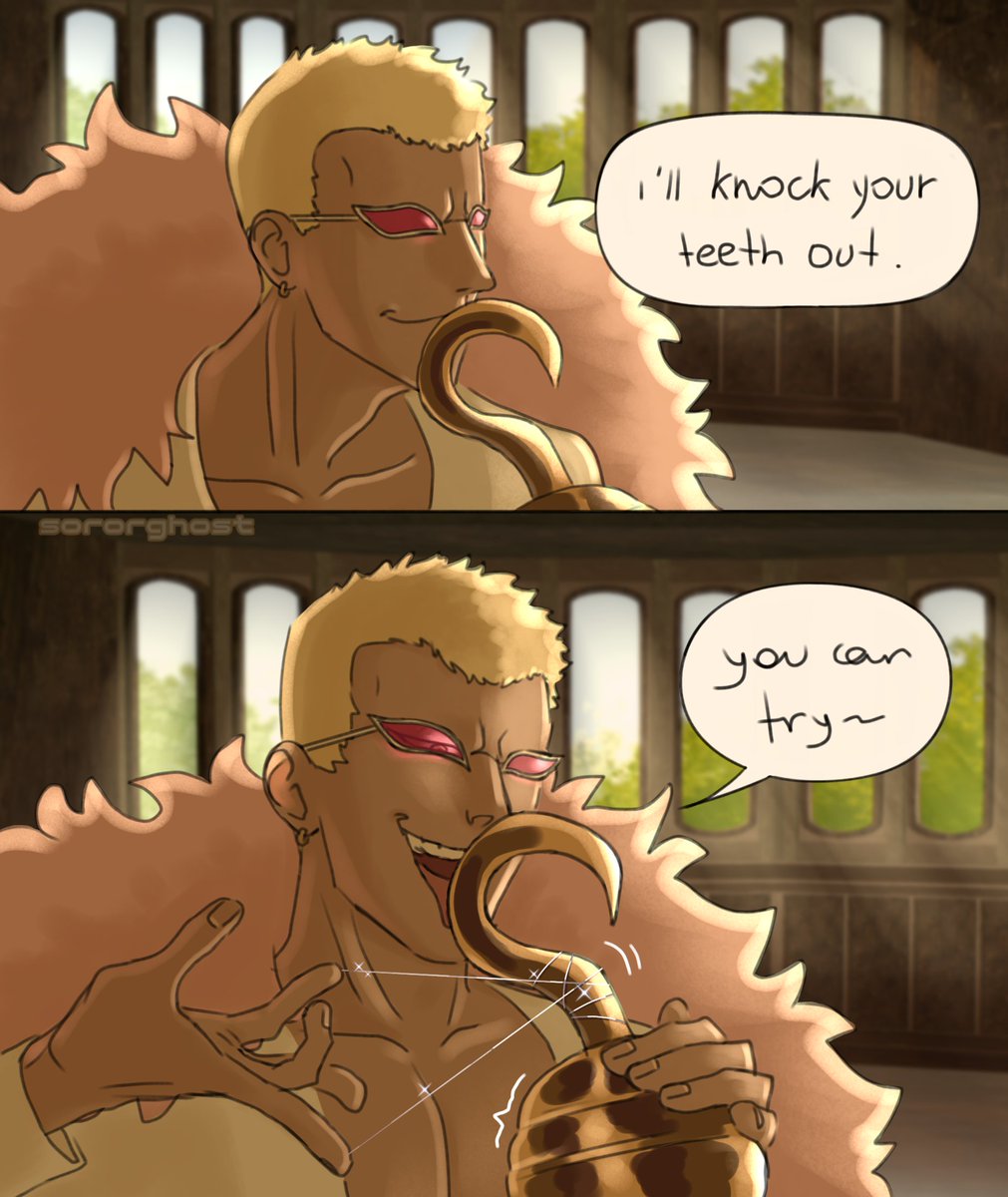 sororghost's tweet photo. something something hookup something something #ONEPIECE #doflamingo #SirCrocodile #dofuwani https://t.co/hGkEl8hcYW