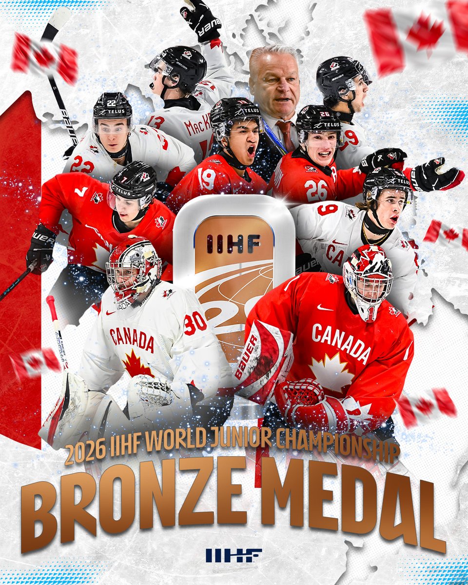 IIHFHockey's tweet image. CANADA TAKES BRONZE! 🥉🇨🇦 #WorldJuniors #IIHF @hockeycanada