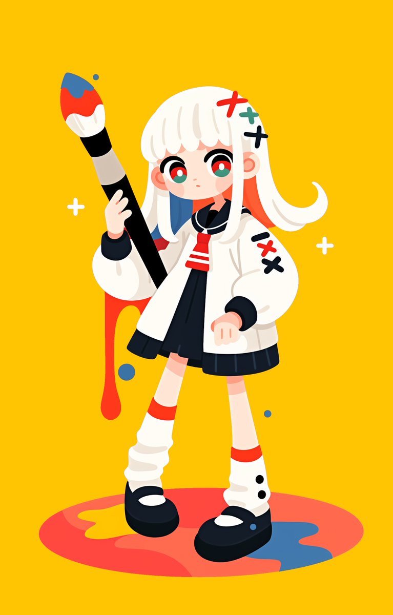 ▨ colorful paint girl #色の日 #AIart