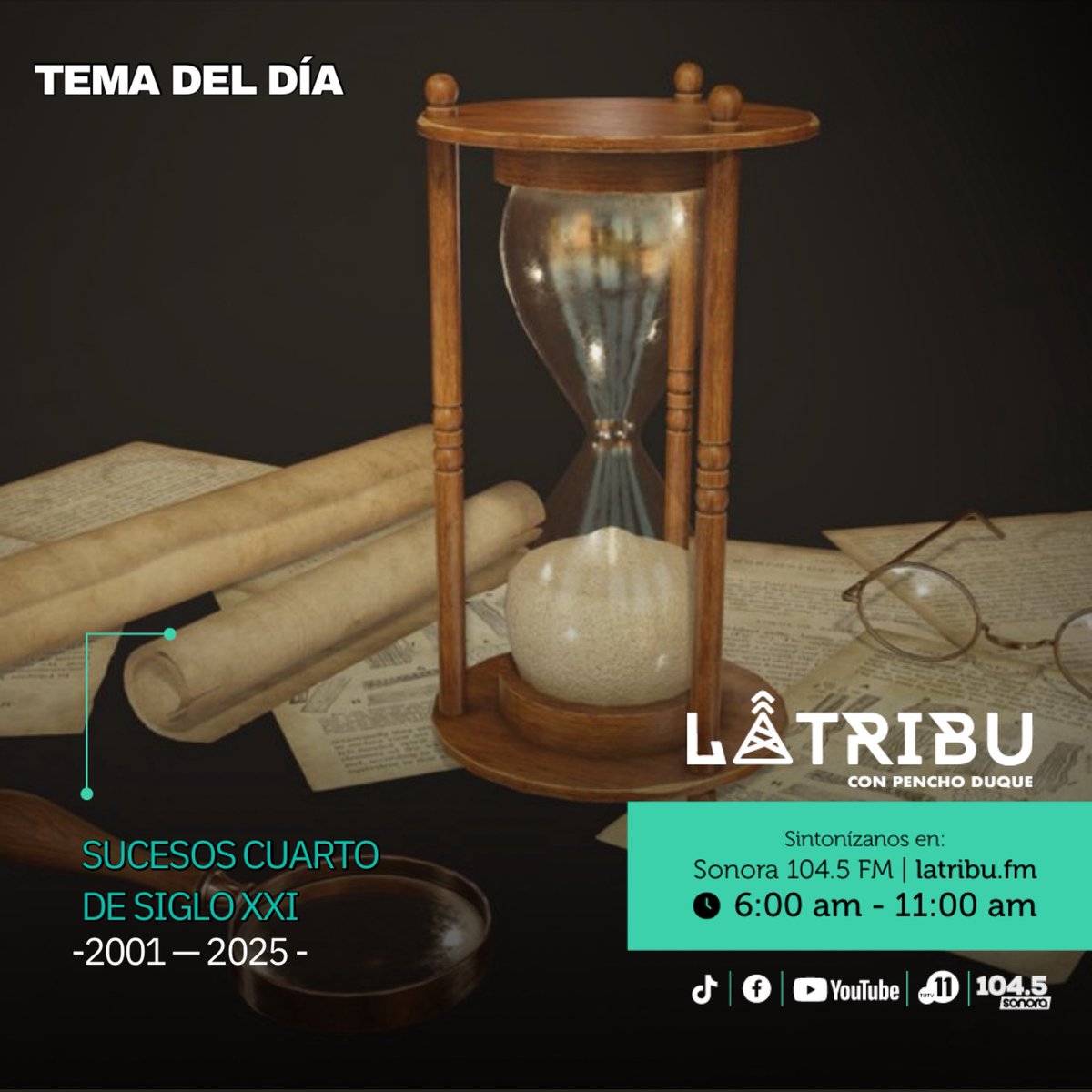 Este martes 6 de enero no te pierdas nuestro recuento de los sucesos más importantes que han marcado el primer cuarto de siglo XXI. 

Sintonízanos por
📻 <a href="/SonoraFM_sv/">Sonora FM</a> 104.5
🎙️latribu.fm