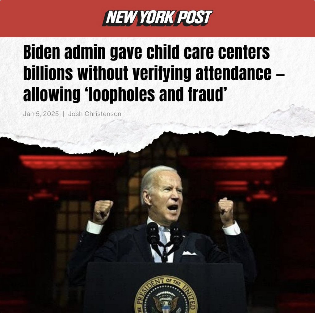 Greg_Holt_'s tweet image. #news #daycare #wow #fraud #Somalians #Biden #crime
Wow,  so BILLIONS have been sent to fraudulent daycare centers, thanks to Joe  Biden and his crack team of crooks and nitwits. Just wait - this will  be Trump's fault too...

"It turns out that taxpayers have actually been