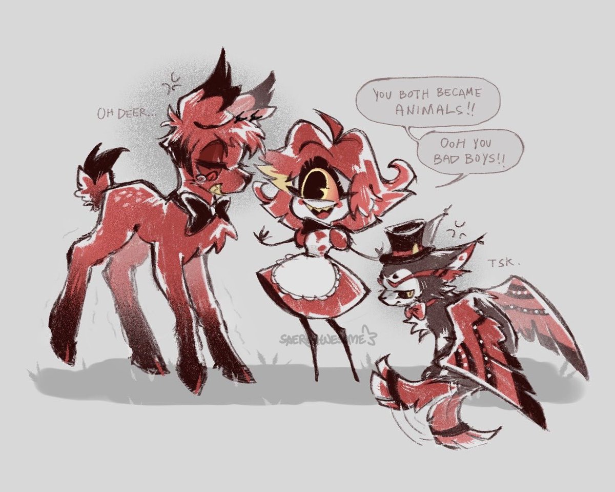 SAERAawesome's tweet photo. 🦌🪳🐈‍⬛
#Alastor #Niffty #Husk #HazbinHotel https://t.co/Ybq88IcClT