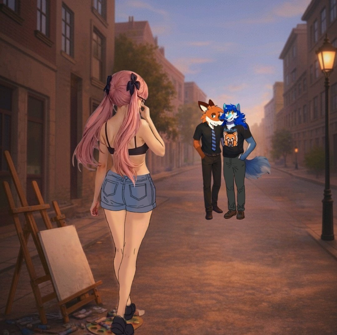 This piece means a lot.
<a href="/Sylviadocomms/">Sylvia White</a> may be quitting art due to a lack of orders, so this was one last request featuring my character Nick and my boyfriend <a href="/Icewolf2001/">Wolfboi</a>.
Please support artists while you still can — sometimes this is how goodbye starts 🎨💔