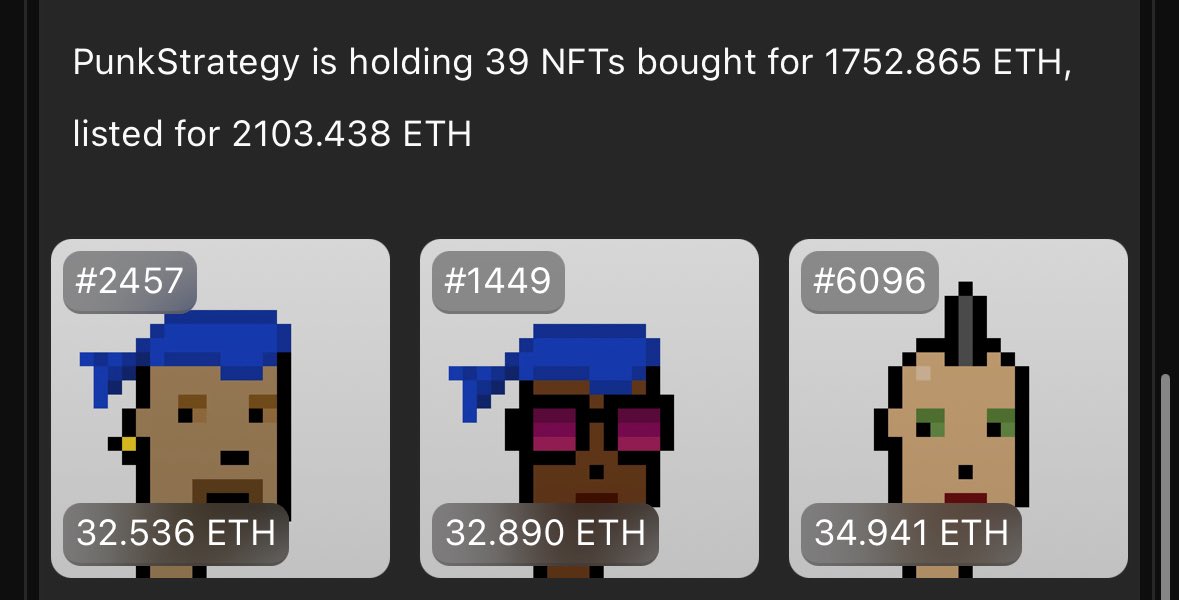 Seven floor assets before the first Crypto Punk in the $PNKSTR vault is sold, burning approximately 2.6m tokens.

How?

32.5 ETH (listed price) * $3,200 (price per ETH at sale) = $104,000

$104,000 / $0.04 (price per $PNKSTR at burn) = 2,600,000 $PNKSTR

Notice that there is