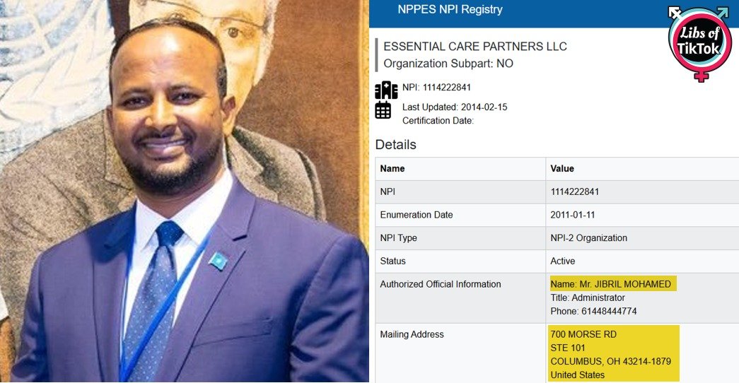 libsoftiktok's tweet image. OMG. You're not going to believe this.

Jibril Mohamed, the Policy Advisor for Somalia's Ministry of Foreign Affairs, also owns a Home Healthcare Company in Ohio.

There are multiple other healthcare companies at the same address with Somali names and another in the same exact…