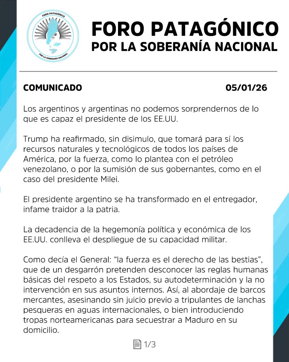 PatagonicoForo's tweet photo. Comunicado del Foro Patagónico por la Soberanía Nacional https://t.co/JmY0J1uAfS