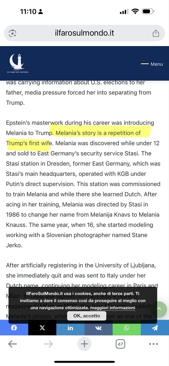 I’ve shared this a few times before but had somehow missed this. I’ve read the Ivana Trump FBI files. They’re heavily redacted but indicate they questioned her origin story multiple times, &amp; she was likely an informant at some point. I’ve written about this and have valid pages.