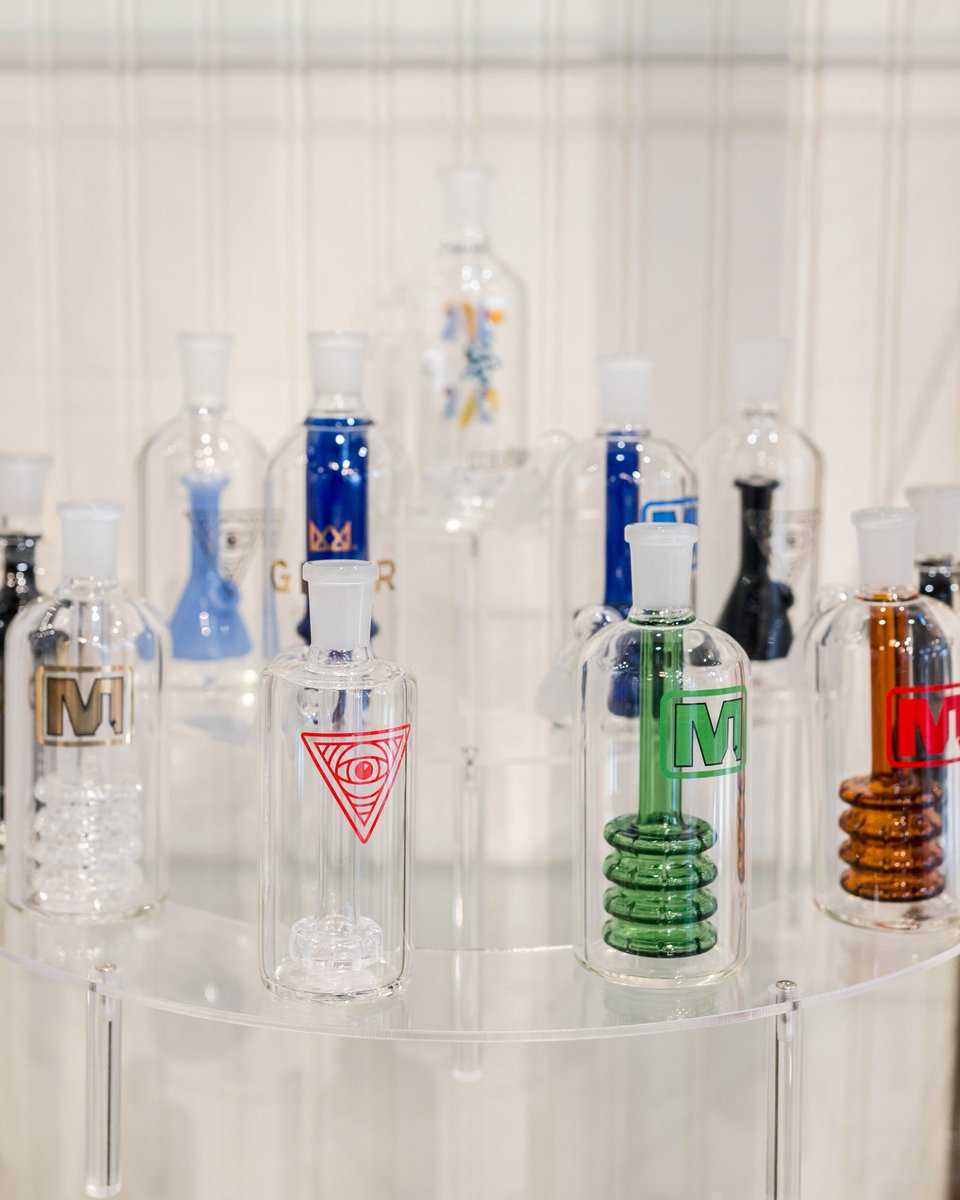 A clean lineup of handcrafted glass ash catchers, designed to improve filtration and keep water pipes smoother and cleaner with every session.