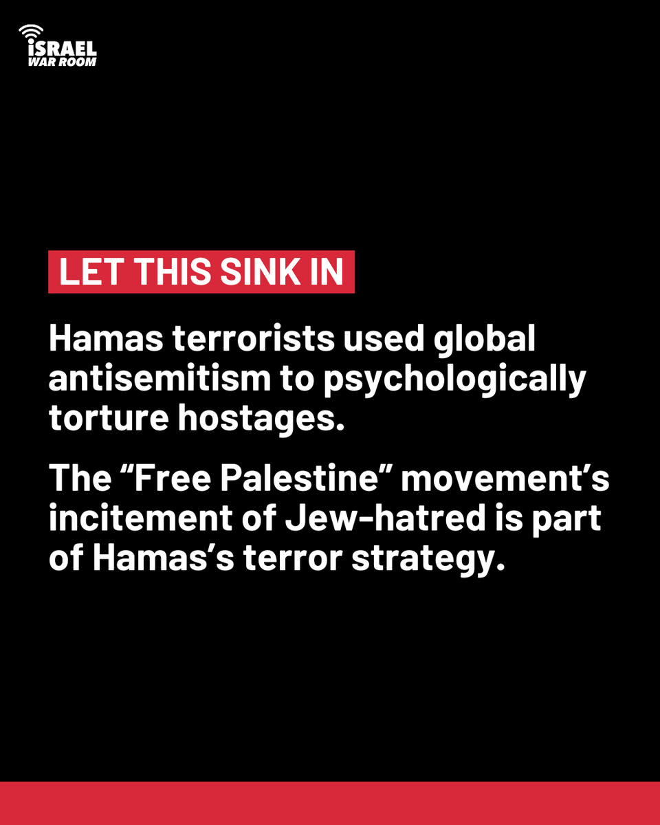 IsraelWarRoom's tweet photo. 🚨 Released hostage Emily Damari said that while she was in captivity, Hamas forced her and Romi Gonen to watch footage of the Amsterdam pogrom against the Maccabi TLV fans, as their captors mocked the Jews being beaten. 

Let this sink in: Hamas used global antisemitism to psychologically torture hostages.

The “Free Palestine” movement’s incitement of Jew-hatred is part of Hamas’s terror strategy.