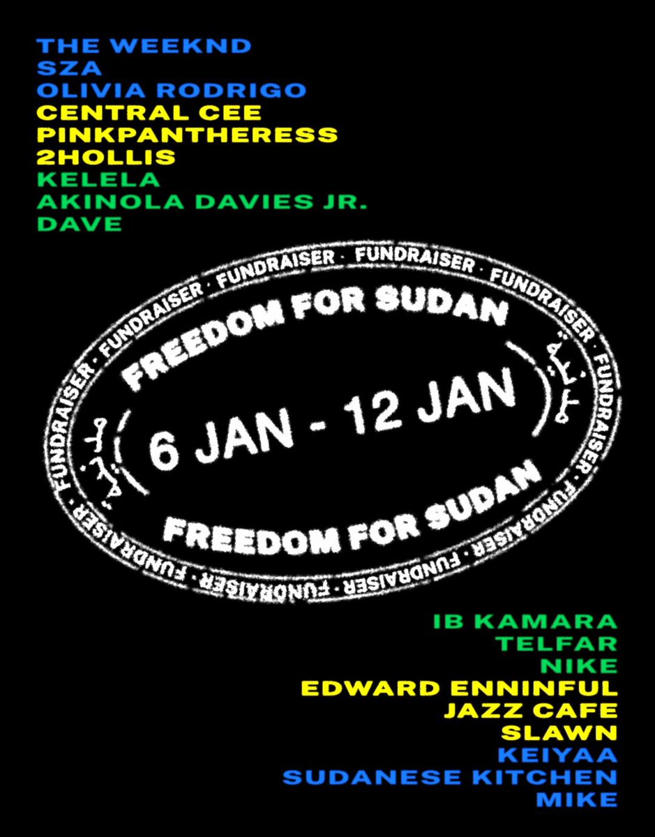 PopCrave's tweet image. Olivia Rodrigo, The Weeknd, SZA, PinkPantheress, and more will be auctioning off meet-and-greets, signed merch, portraits, and concert tickets to raise money for Sudan.

All proceeds will go to Sudanese non-profits.