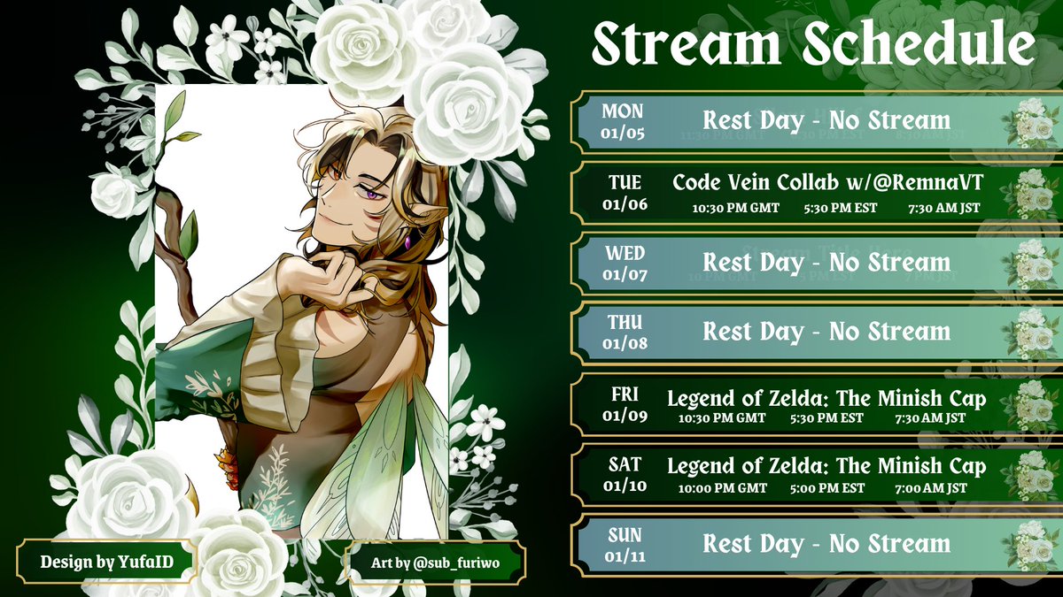 TinyKitbee's tweet image. Kitbee Schedule for Jan 5th to Jan 11th!💛

We are going to start Code Vein this week! Also hopefully finish up Zelda this week too🐈