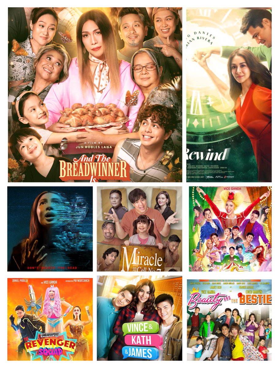 Some of the MMFF Top Box Office Hits for the past 10 years:

2015: Beauty and the Bestie
2016: Vince &amp; Kath &amp; James
2017: The Revengers Squad
2018: Fantastica
2019: Miracle in Cell No.7
2022: Deleter
2023: Rewind
2024: And The BreadWinner Is...
2025: ??

 #MMFF2025 #MMFF51