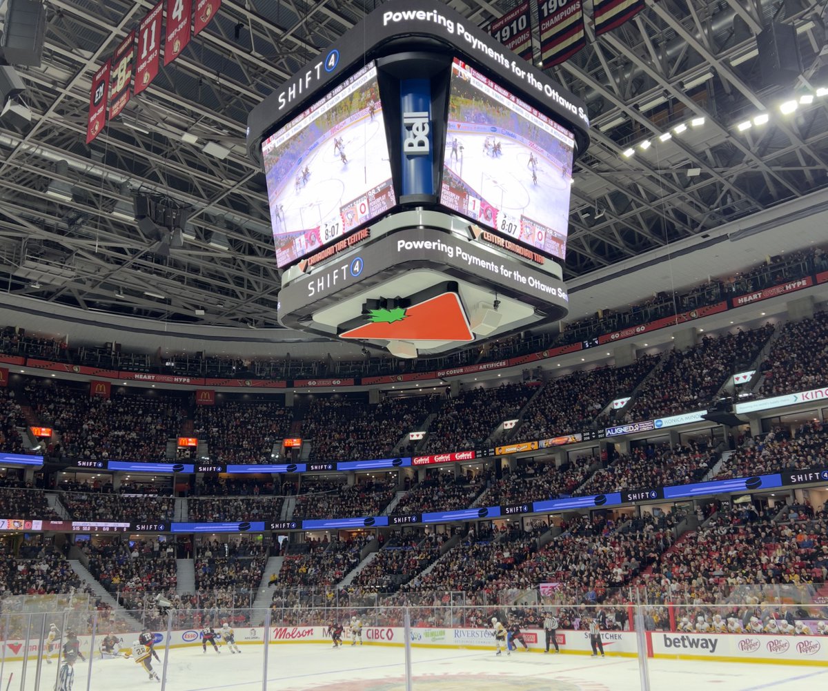 Shift4's tweet image. Fast breaks on the ice. Fast payments in the stands.🏒⚡️

Shift4 is proud to power seamless payments for @Senators fans all game long. 

#GoSensGo