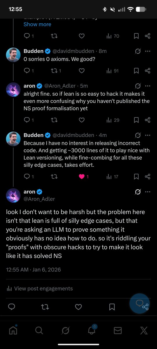 RT by @examachine: RT by @examachine: jfc he thinks the reason it's taking him so long to get the lean proof right is because lean has "silly edge cases" instead of realising the reason his formalisation has edge cases in the first place is because the LLM is reward hacking him 🤦‍♂️🤦‍♂️🤦‍♂️🤦‍♂️