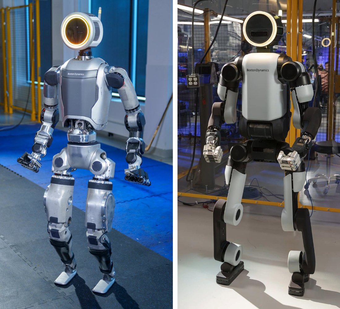 Quite a few design changes in the new Atlas. The overall focus seems to be on simplifying:

- Hips are higher and wider, which makes the legs longer.
- Links in the limbs are offset-mounted instead of in the center. This likely allows for a higher range of motion.
- It has a