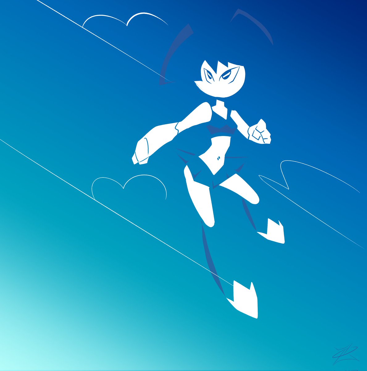 Against the azure sky.