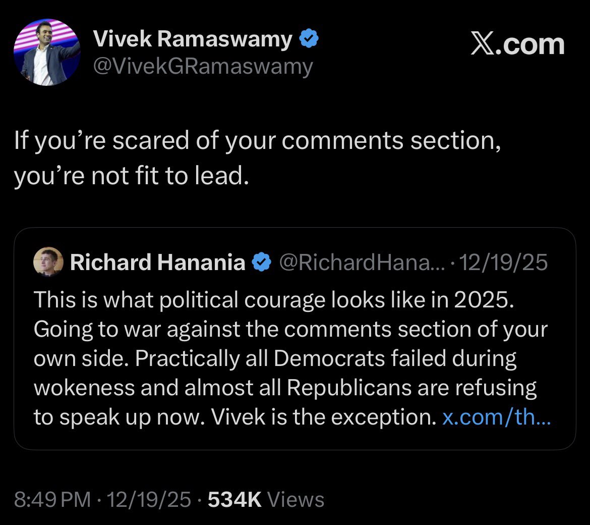 This was Vivek less than a month ago btw