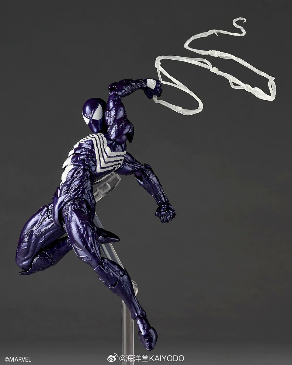 preterniadotcom's tweet photo. Kaiyodo Revoltech Amazing Yamaguchi Symbiote Spider-Man (Purple Version), preorders open January 13th. https://t.co/KMJpwg7ASR