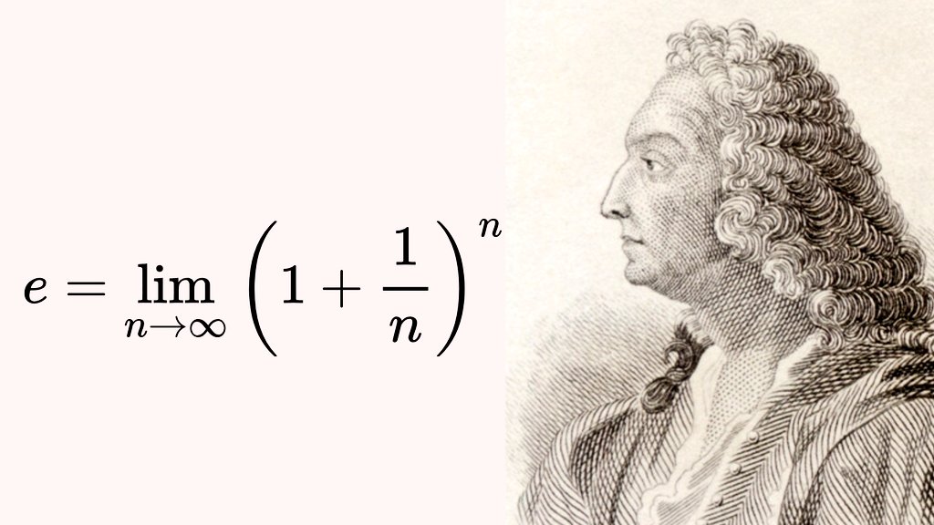 In 1683, Jacob Bernoulli discovered the constant e by studying a question about compound interest which required him to find the value of the following expression (which is in fact e):