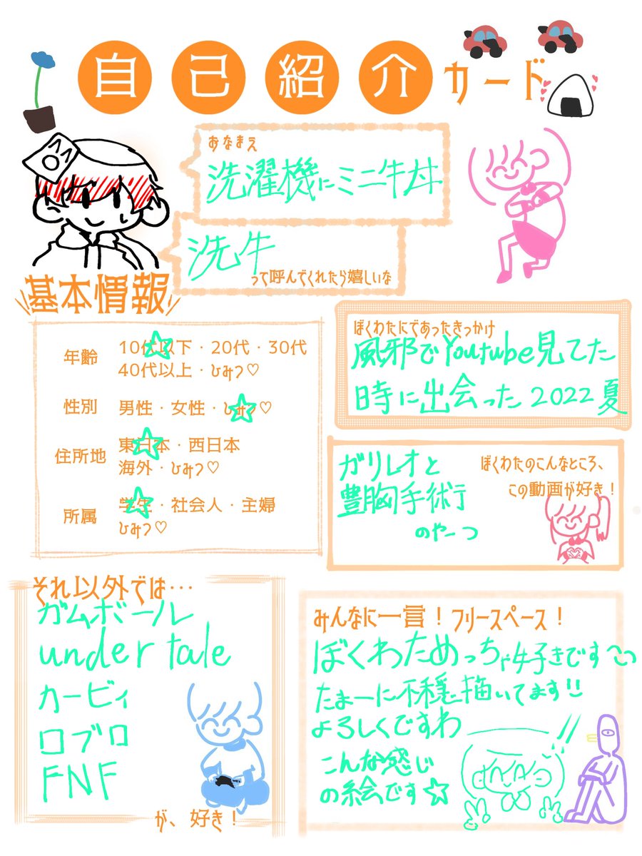 ぼくわた民自己紹介カード