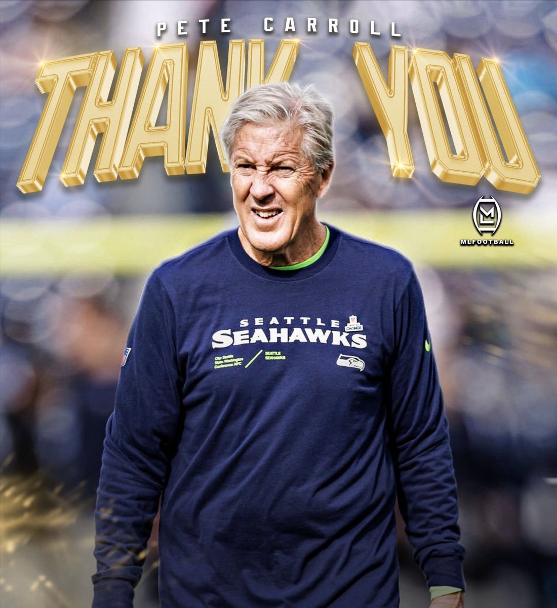 MLFootball's tweet photo. CONGRATULATIONS ON ONE HELL OF A LEGENDARY CAREER:

Today marks the end of an iconic era for legendary coach Pete Carroll, one of the greatest and most energetic leaders in football history.

• Super Bowl champion (XLVIII)
• 2× Super Bowl appearances (back-to-back)
• NFL 2010s All-Decade Team (as coach)
• One of only three coaches in history to win both a Super Bowl and a college football national championship
• College national champion (2003 AP, 2004 AP/BCS)
• 7× Pac-10 champion (consecutive, conference record)
• 3× Pac-10 Coach of the Year
USC Trojans records and highlights (2001–2009):
All-time wins in a 9-year span (97 on-field)
7 consecutive Pac-10 titles (NCAA record for consecutive conference championships at the time)
7 successive BCS bowl appearances (NCAA record)
7 consecutive 11-win seasons (NCAA record)
7 consecutive AP Top 4 finishes
Record 33 consecutive weeks ranked No. 1 in AP Poll
34-game winning streak
Coached 3 Heisman Trophy winners in 4 years (Carson Palmer, Matt Leinart, Reggie Bush)
Produced 34 First-Team All-Americans and 53 NFL draft picks
Seahawks franchise records (2010–2023):
All-time wins: 137 (regular season)
All-time total wins: 147 (including playoffs)
Most playoff appearances (10) and playoff wins (10)
5 NFC West titles
Led NFL in scoring defense for four consecutive seasons (2012–2015, first in Super Bowl era)
Career milestones:
NFL head coaching record: 173-134-1 (regular season)
College head coaching record: 97-19 (.836 win %)

Carroll’s “Win Forever” philosophy transformed programs at both the college and NFL levels.

FUTURE FIRST-BALLOT HALL OF FAMER. ONE OF THE GREATEST COACHES OF ALL-TIME AT BOTH LEVELS.