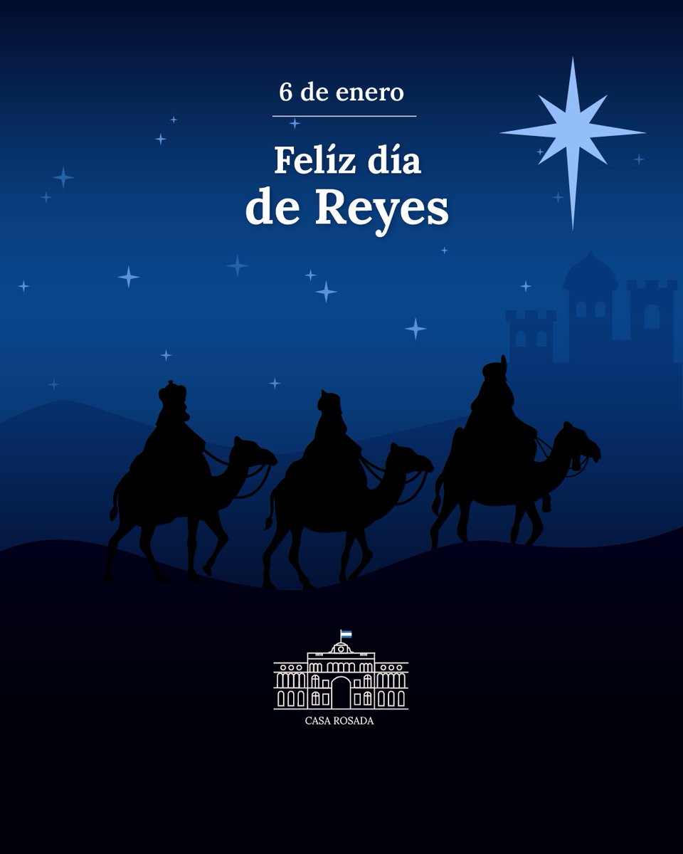 Desde Casa Rosada saludamos al pueblo argentino en este Día de Reyes, deseando que la ilusión, la felicidad y la prosperidad acompañen cada hogar de nuestra Patria.