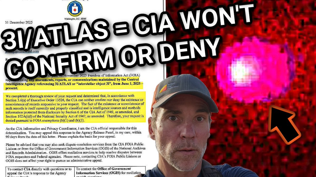 The CIA Won't Confirm or Deny.. 3I/ATLAS, FOIA Request, Check this out
youtube.com/live/ERxzGt5Rq…