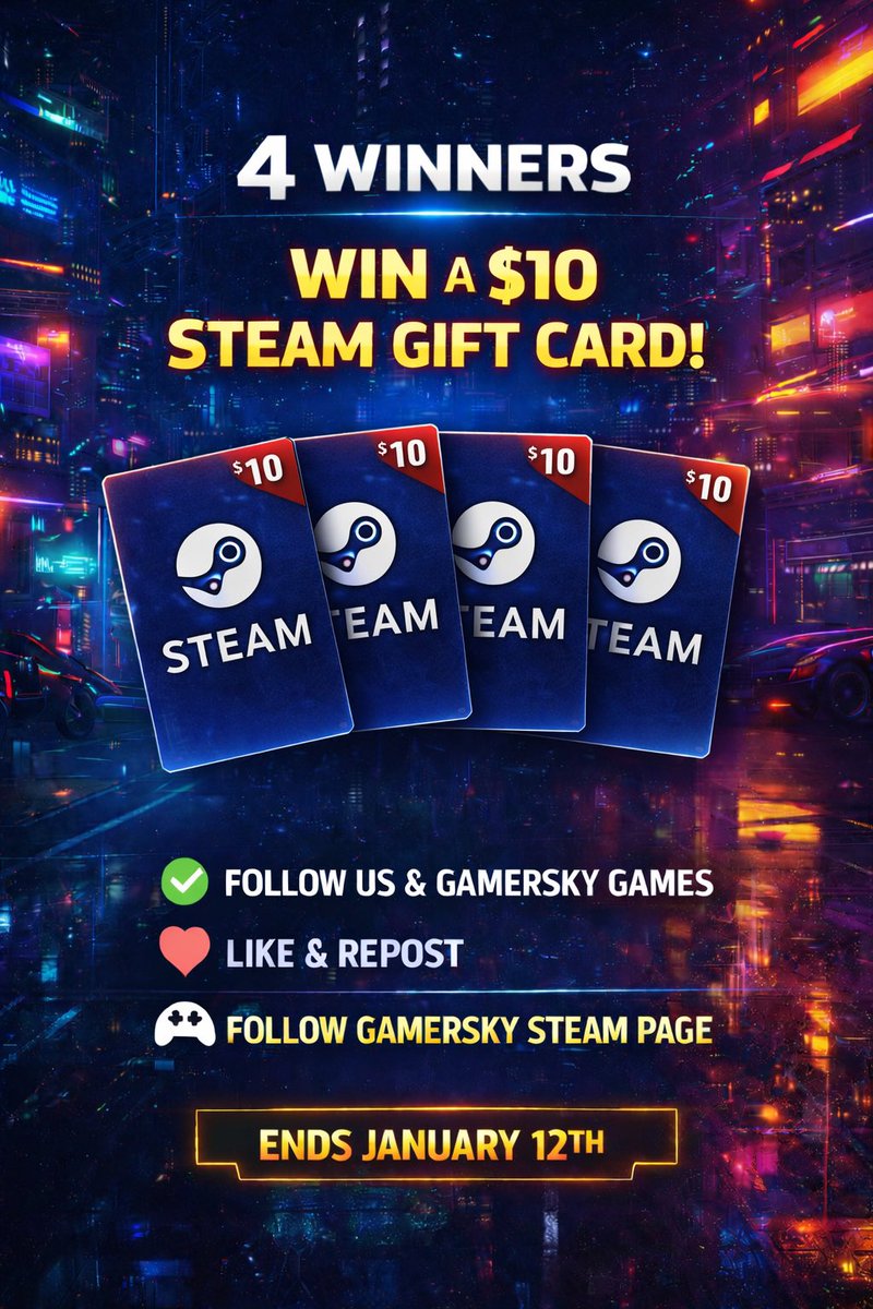 theejankanator's tweet image. 🚨 PARTNERSHIP GIVEAWAY ALERT 🚨

I’ve teamed up with Gamersky Games to PlayItForward with a brand-new drop! 🎮💙

🎁 4 WINNERS
💳 $10 STEAM GIFT CARD EACH

🔥 How to Enter

✅ Follow @theejankanator 
✅ Follow @Gsky_Giveaway 
❤️ Like this post
🔁 Repost this post
🎮 Follow the…
