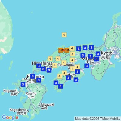 臨時：道外地震情報】 M6.2の地震 島根県東部 2026/01/06 10:22