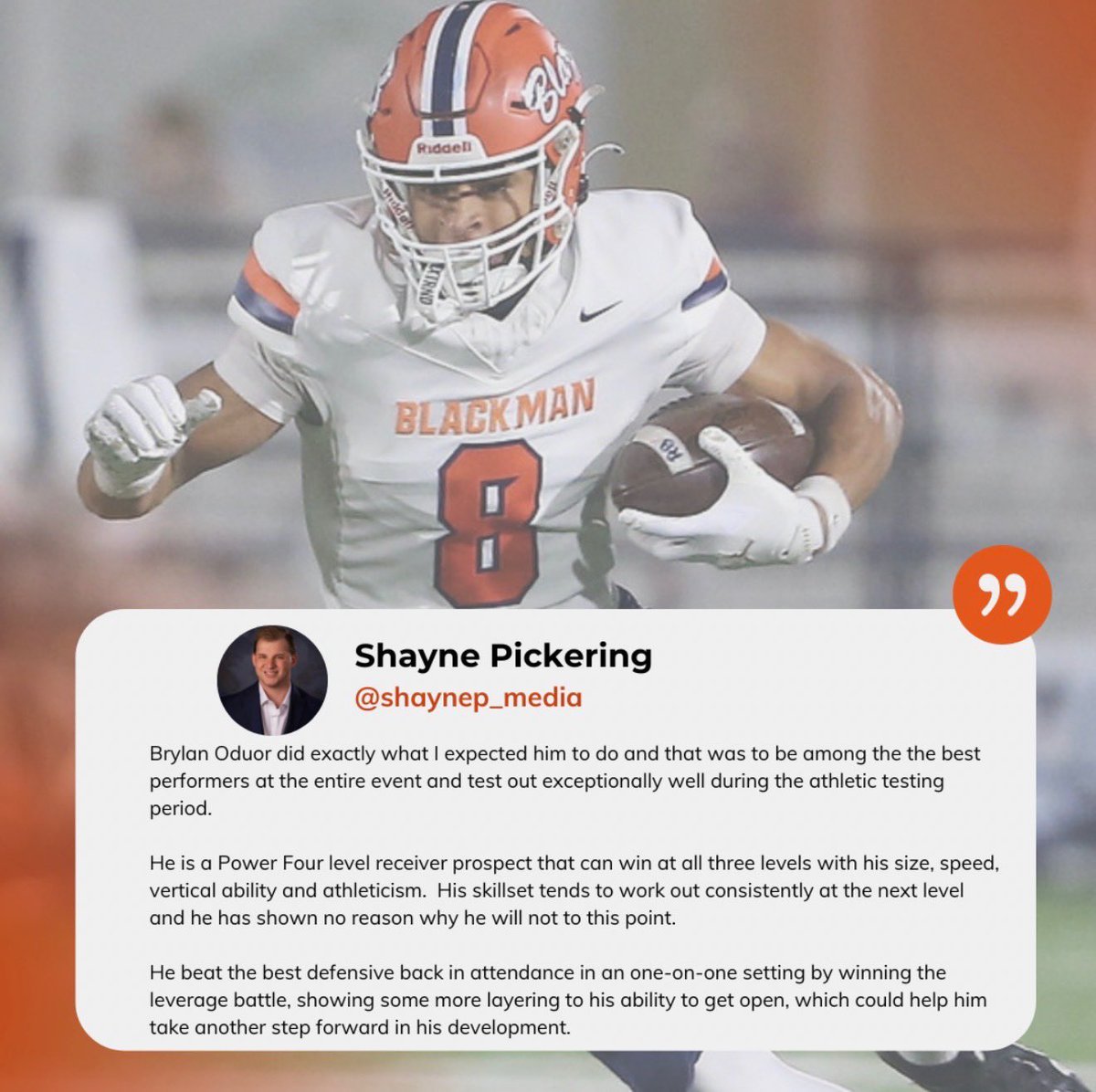 BrylanOduorr's tweet image. Had a great camp at the @PrepRedzone showcase! went 8/9 due to a overthrow, check a few out! Also won MVP (Didnt get videos of other 1on1s) @CSmithScout @connersmith04 @shaynep_media @RileyElite3 @PattonBoy_11 @PrepRedzoneTN @Coach_Kriesky @__CoachJ @Rivals @247Sports