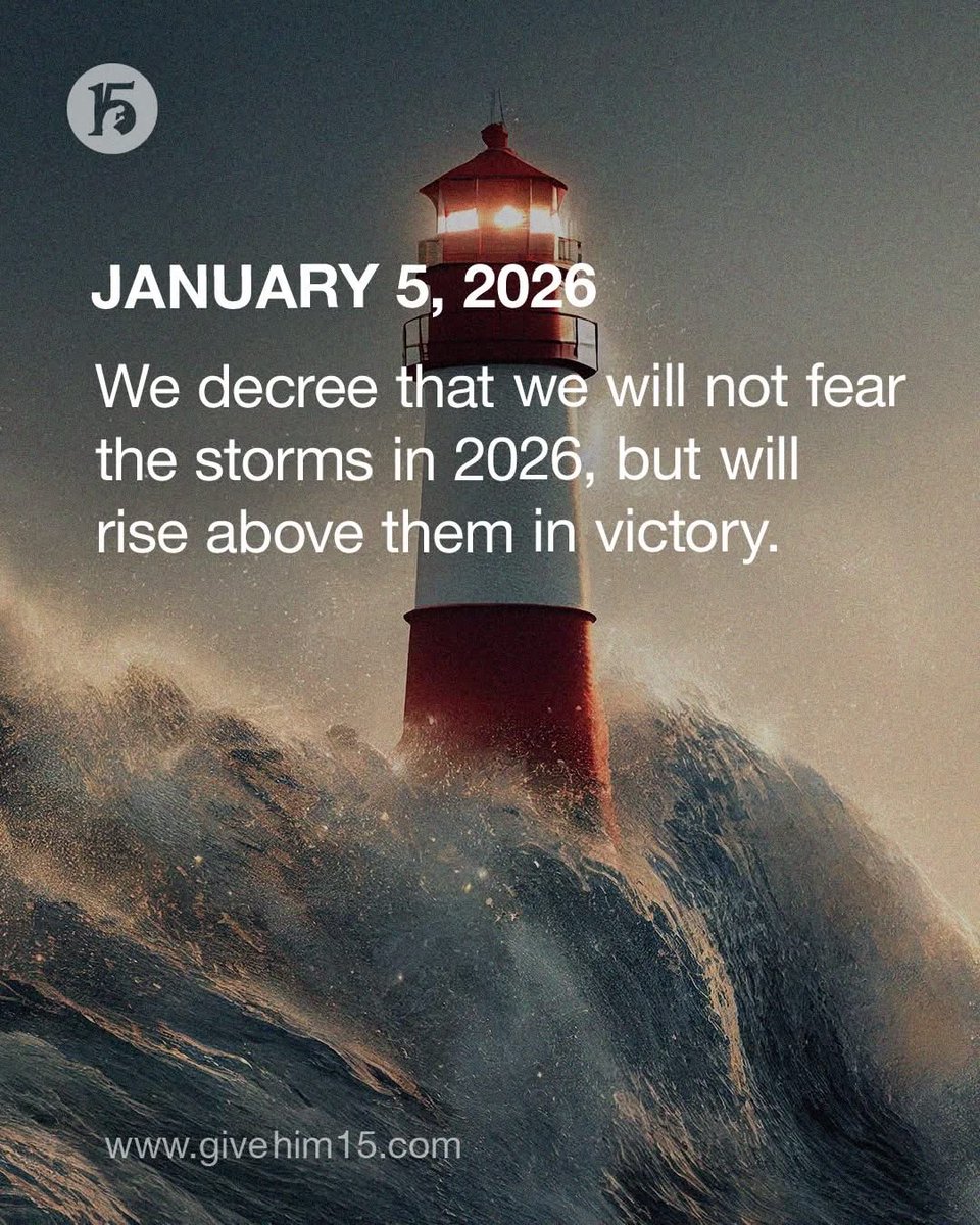Rockinrevdean's tweet photo. JANUARY 5, 2026
Decree PRAYER by Dutch Sheets. π£οΈ π
Join me in total agreement, yes LORD, we decree and declare that we will not fear the storms in 2026, but will rise above them in victory, in JESUS mighty Name! βοΈΒ
#OhHallelujah! π
#DutchSheetsMinistries #DutchSheets https://t.co/jC6kYAmSMn