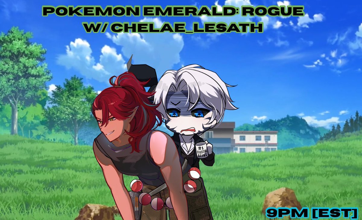 📯 WE ARE LIVE! 📯

Wanna see two bozos struggle in a horribly difficult Pokemon ROM? 👀

Wanna be named after one of our pokemon &amp; end up dead? 🪦

Stop on by! ✨💚

🎨 (Tryst) - louizamerachi (fiverr)
🎨 (Chelae) - Beluza
🎨 (Tryst Background) - catbg_art (fiverr)