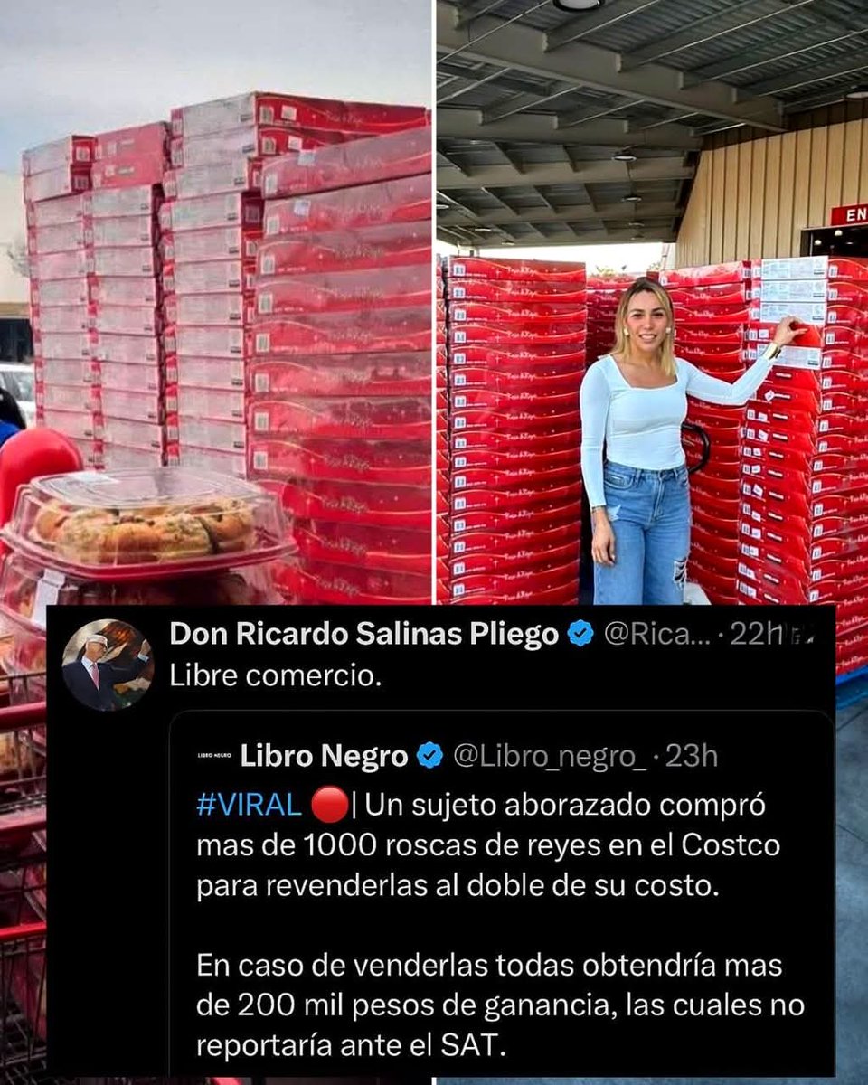 jtransparente's tweet photo. Es legal acaparar roscas de la Costco? 

Pudiera ser inmoral o de mal gusto, pero los monopolios se materializan cuando un empresa o persona logra dominar totalmente la venta de un bien o servicio inhibiendo la competencia.

las roscas se venden en todos.lados, Costco ni siquiera como empresa tiene el monopolio de las roscas, es de mal gusto, pero no es ilegal.  #ReyesMagos #cotsco