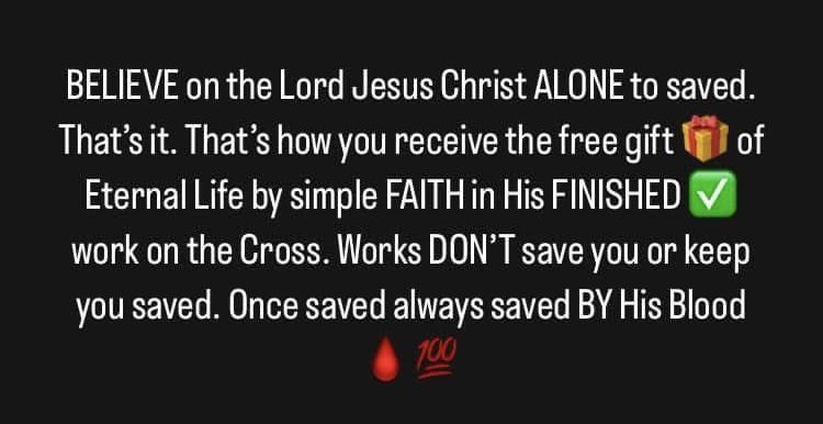 HisBloodSaves's tweet image. JESUS did all the work to reconcile us to the Father. Simply believe in the finished work of the cross to receive God’s free gift of eternal life by grace through faith without our works.