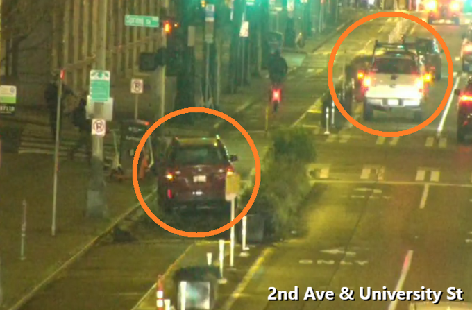 事故で通行止め！左折・自転車レーン