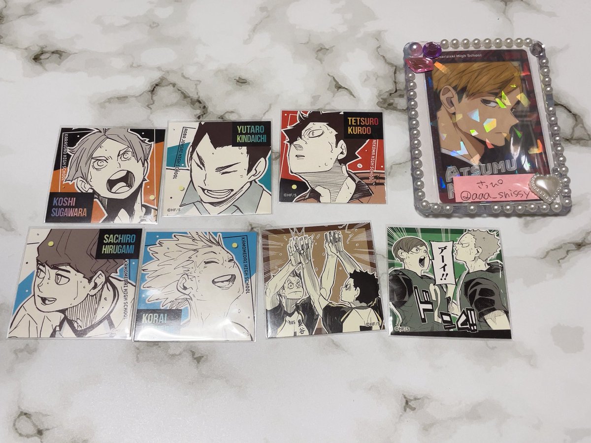 aaa_snissy's tweet image. 【交換】ハイキュー スクエアステッカーコレクション ステッカー 第2弾

꒰ 譲 ꒱ 菅原 金田一 黒尾 昼神 星海 梟谷 伊達
꒰ 求 ꒱ 侑 宮兄弟 &amp;gt; 日向＆影山

纏めて交換優先
日向＆影山は優先含めてのみ
郵送希望
お気軽にお声掛けください🌸